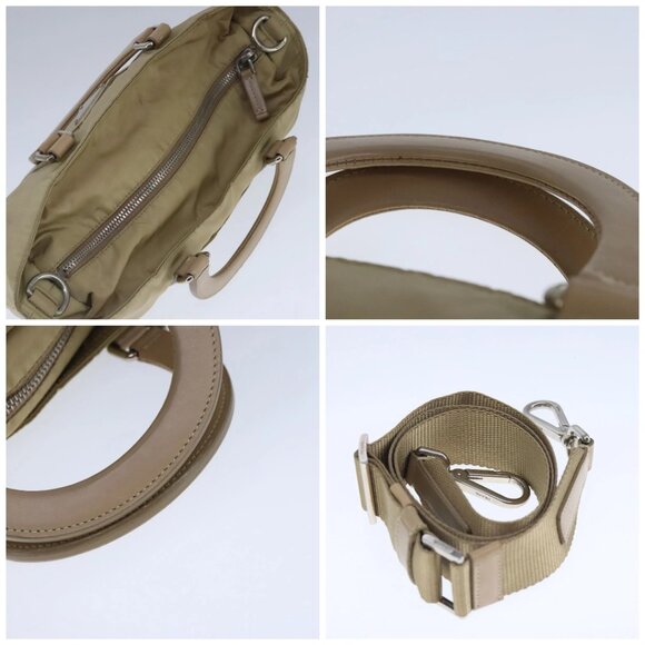 PRADA Shoulder Bag Nylon 2way Beige Silver Auth bs20501 - Picture 16 of 16